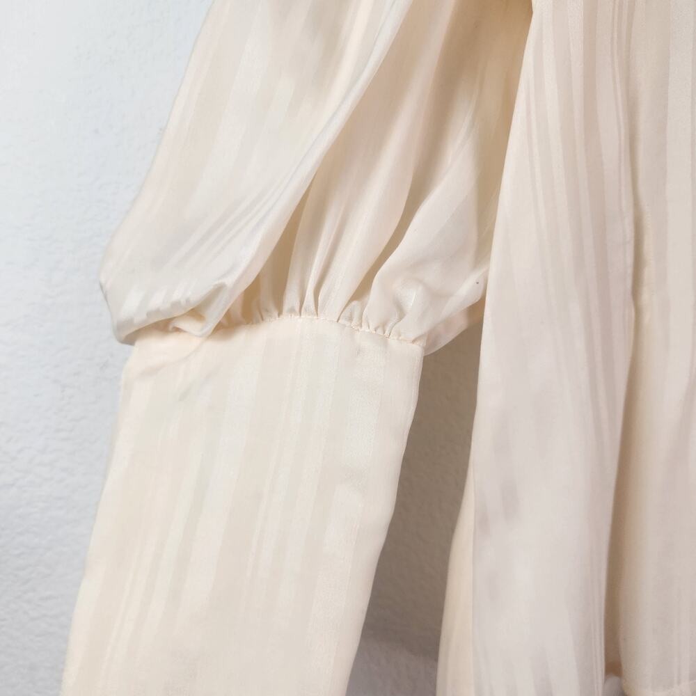 Vintage Jerri Sherman Silk Cream Blouse Semi Sheer Sz 6 Button Down Long Sleeve - Picture 2 of 10